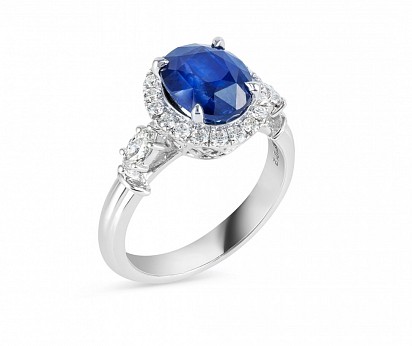 1.07 Cts Certified Natural Diamonds & Sapphire 14K Gold Designer Ring |  Property Room